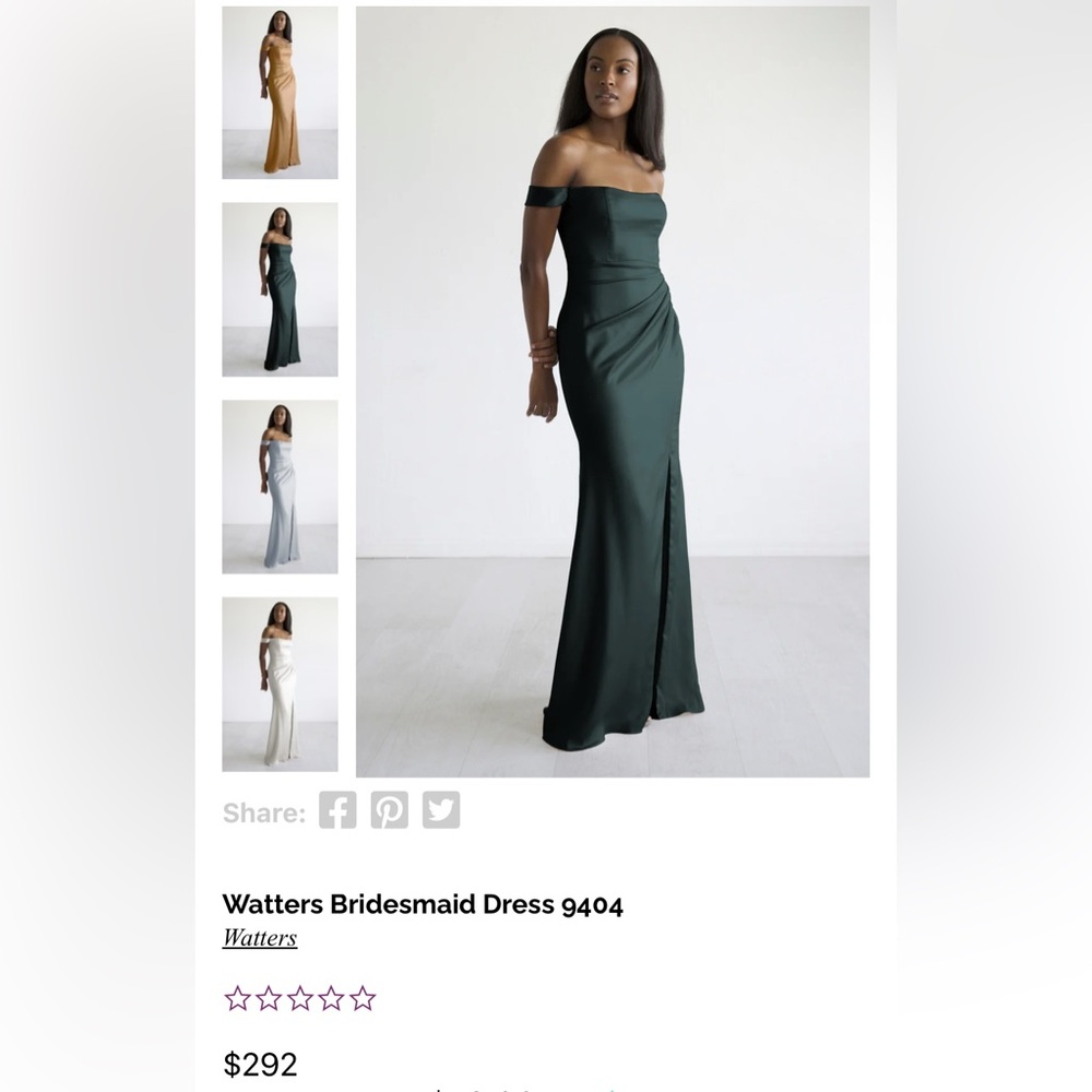 Watters Bridesmaid Dress 9404 Emerald Green Size XL (Altered w/ Cups)
